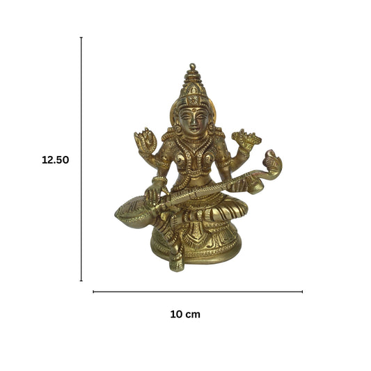 Goddess Saraswati Brass Metal Statue
