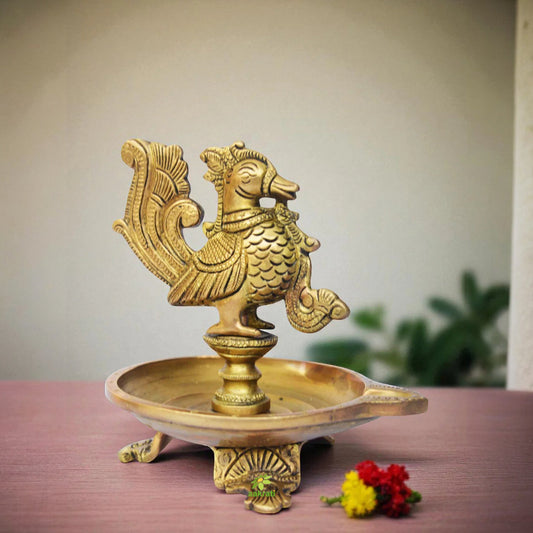 Beautiful Bird Oil Lamp made of Brass with perfect finish and carvings for Home Decor Aakrati