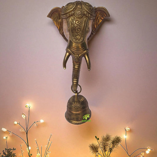Wall Hanging Bell Hold by Elephant - Unique Wind Chimes on Christmas - Rare Design for Home Office Decor Aakrati