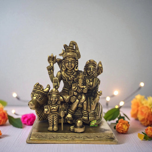 Shiva Parivar Brass Religious Figure for Temple Aakrati