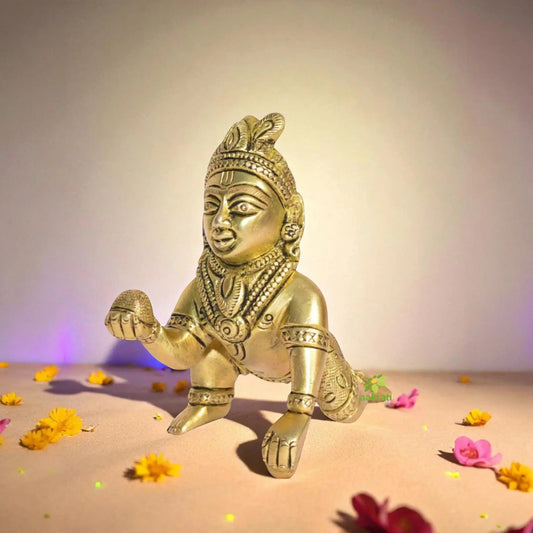 Ladoo Gopal Brass temple Religious Statue Aakrati