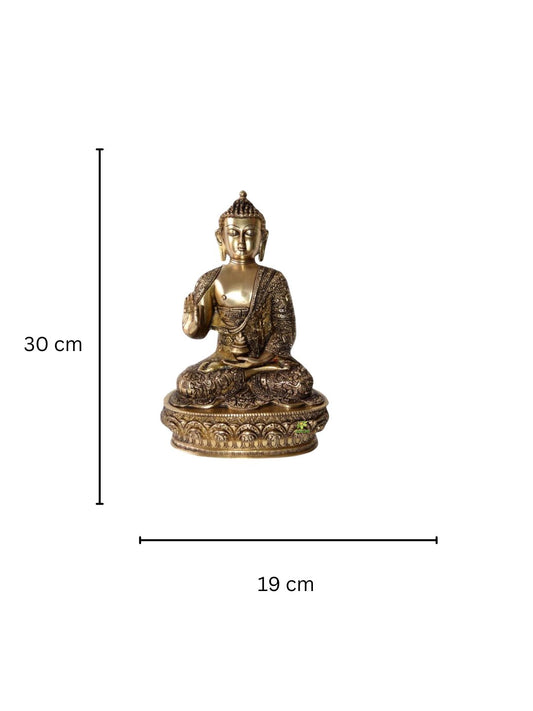 Blessing Lord Buddha Brass Statue in Antique Finish