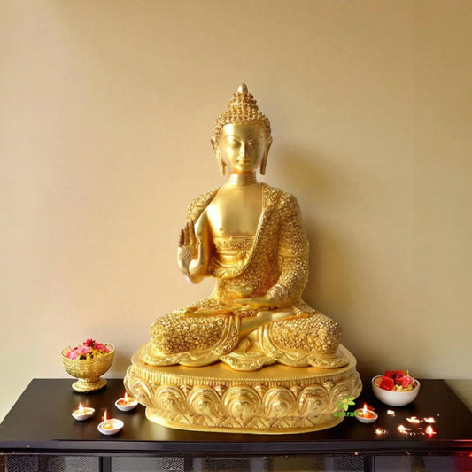 Lord Buddha Brass Made Decorative Figure Super Fine Carving Aakrati