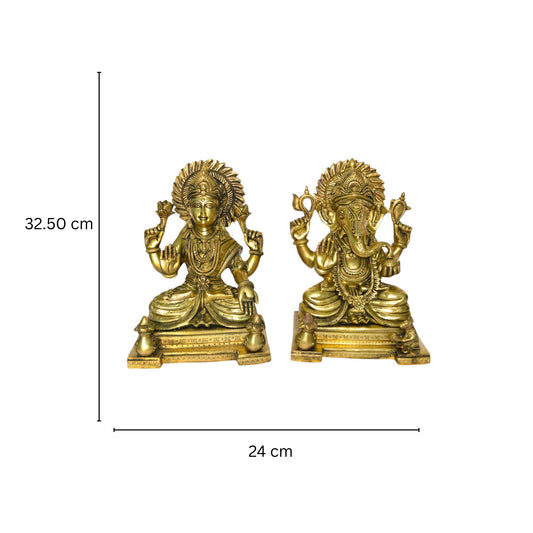 Laxmi Ganesha Pair of Brass Metal Religious Statue