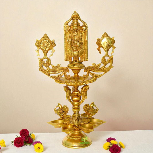 Tiruipati Balaji Decorative Bird Figure Pooja Ghar Oil Lamp/Diya