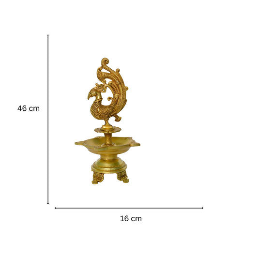 Paecock Bird Brass Metal Pooja Ghar Oil Lamp/Deepak