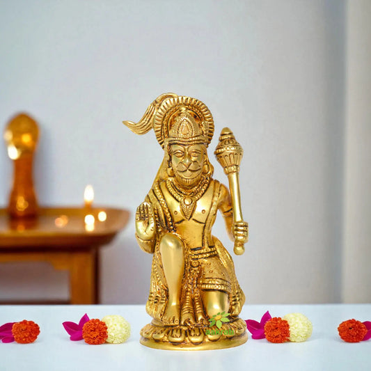 Blessing Lord Hanman Brass Sculpture for Temple Aakrati
