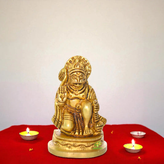 Brass Statue of Hanuman Religious Temple figure Aakrati