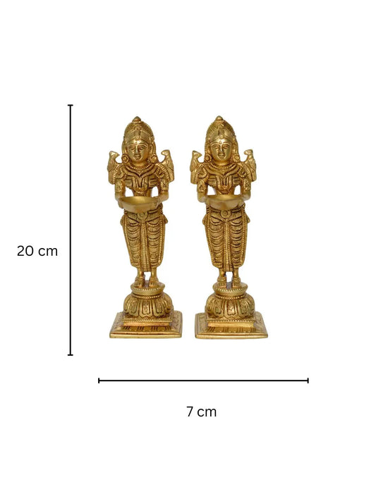 Decorative Deep Laxmi Pair Brass Metal Hand Carved pair Aakrati