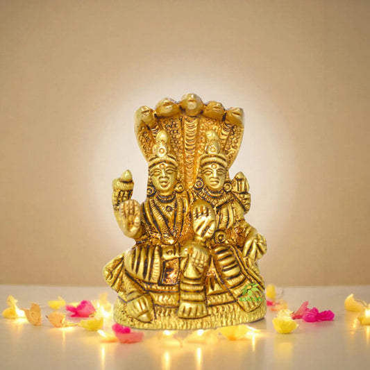 Laxmi Narayan Sitting on Sheshnaag Brass Religious Statue Aakrati