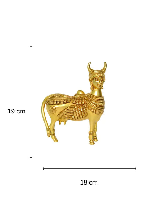 Brass Kamdhenu Cow Religious Sculpture Brass Aakrati