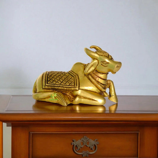 Brass Nandi Sculpture Religious Temple Figure Aakrati