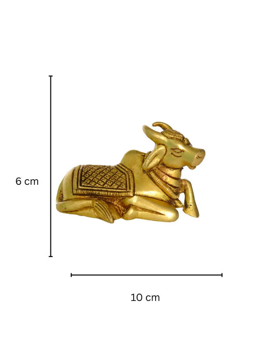 Brass Nandi Sculpture Religious Temple Figure Aakrati