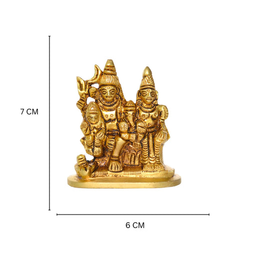 Small Sculpture of Shiv Parivar in Brass Yellow Finish Aakrati