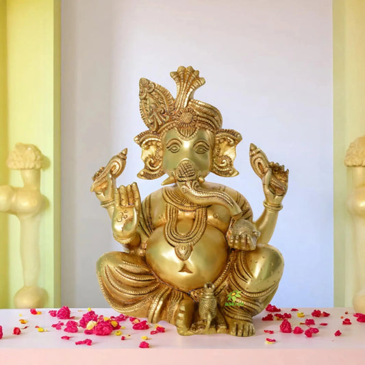 Ganesha Decorative Pooja Ghar/Home Decor Brass Statue Aakrati