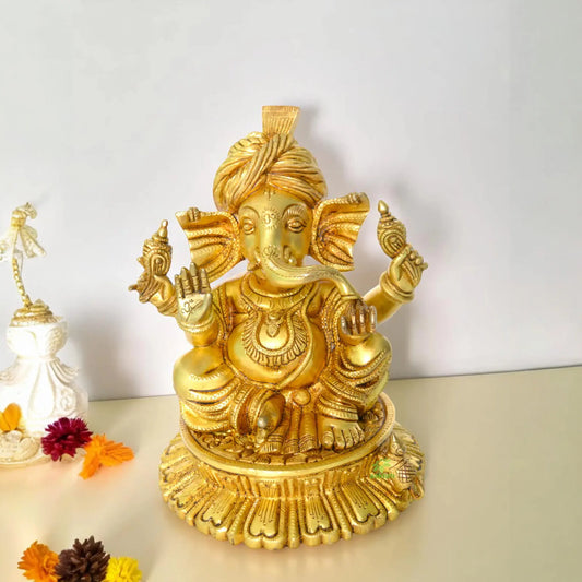Lord Ganesha Brass Metal Decorative Home Decor/Pooja Ghar sculpture Aakrati