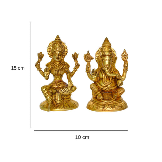 Beautiful Brass Pair of Laxmi-Ganesha in Brass Metal