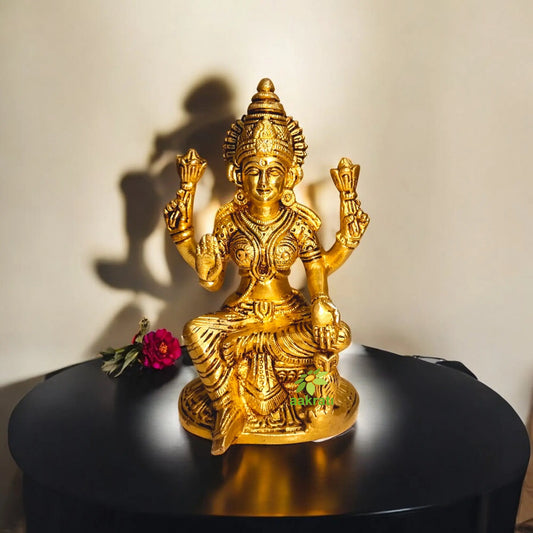Brass Beautiful Statue of Goddess Laxmi in Antique Finish Aakrati