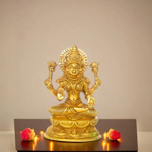 Goddess Laxmi Metal Brass Decorative Temple Statue Aakrati