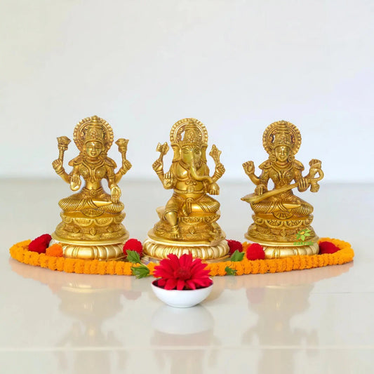 Ganesh Laxmi Saraswati Beautiful Figure for Temple or Decor Aakrati