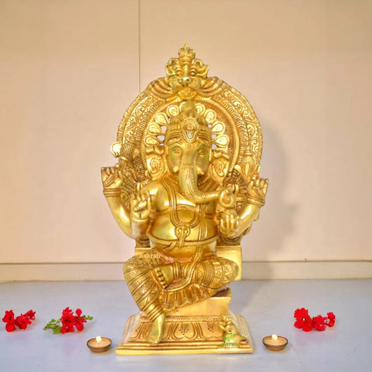 Glorious Lord Ganesha Statue Made of Brass Aakrati