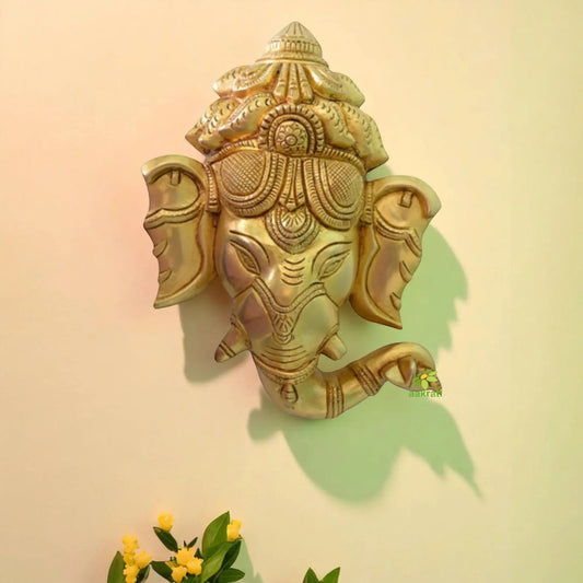 Hindu Lord Ganesha Face Wall Hanging for Home and Temple Aakrati