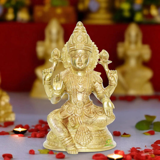 Brass Made Goddess Lakshmi Hand Carved Statue Aakrati