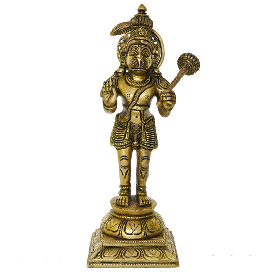 Lord Hanuman Statnding Brass made temple statue Aakrati