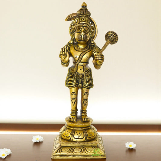 Lord Hanuman Statnding Brass made temple statue Aakrati