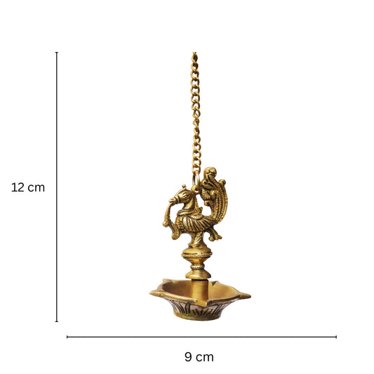 Aakrati Brass Hanging Bird Oil Lamp Decorative Statue in Antique Finish for Home Decoration
