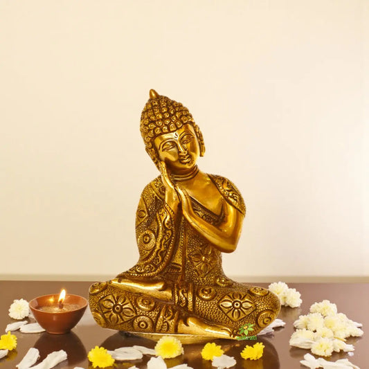 Lord Buddha symbol of peace Brass Made Home decor Sitting Statue Aakrati