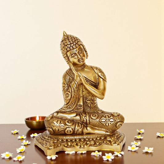 Lord Buddha Brass Made Decorative Figure Super Fine Carving Aakrati