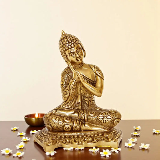 Lord Buddha Brass Made Decorative Figure Super Fine Carving Aakrati