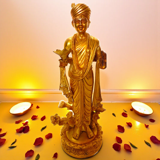 Swami Narayan (Lord Vishnu) from Akshardham Temple Brass Metal Standing Statue Aakrati
