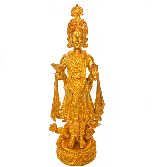 Lord Vishnu Swami Narayan brass metal statue for pooja ghar Aakrati