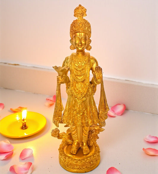 Lord Vishnu Swami Narayan brass metal statue for pooja ghar Aakrati