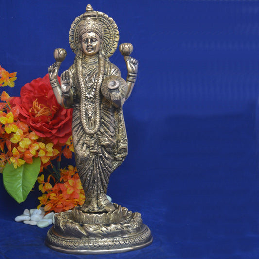 Brass Made Goddess Laxmi Standing statue for wealth & Prosperity Aakrati