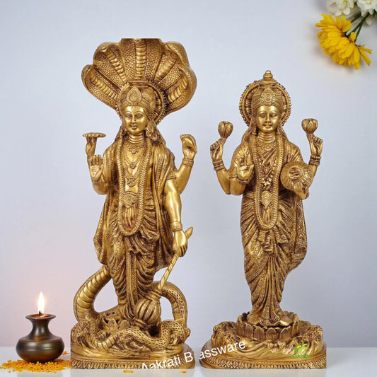 Laxmi Narayan Brass Made Standing Statue Aakrati