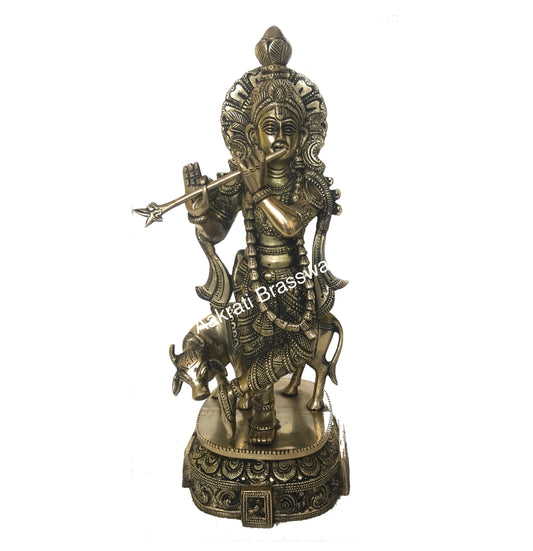 Lord Krishna Standing Decorative Brass Statue Aakrati