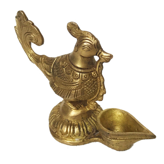 Bird Holding Diya brass made aarti diya/oil lamp Aakrati
