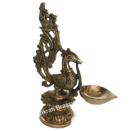 Brass Metal Decorative Antique finish Bird figure Oil Lamp/Diya Aakrati