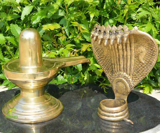 Brass metal Shiv linga for pooja ghar/temple Aakrati