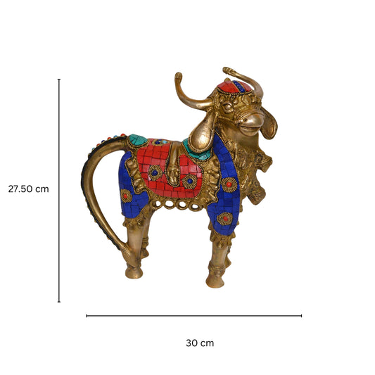Decorative finish Animal figure of Nandi made in brass metal