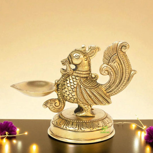 Bird figure Brass Metal Pooja Ghar Diya/Oil Lamp Aakrati