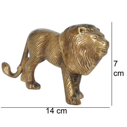 Pair of Animal Statue of Brass of Deorative Lion Metal Figurine for Table Decor / Home Decor / Office Decor Showpiece with Antique Finish. Ulitmate gift for all