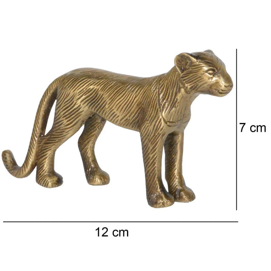 Brass Leopard Figurine Showpiece | Unique Home Decor Item | Handmade Decorative Leopard Statue ( Brown, 4.8 inch) Aakrati