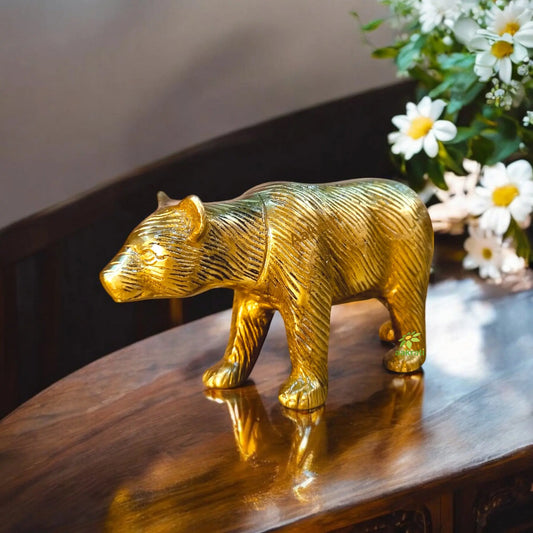 Handcrafted Metal Animal Statue of Bear export quality made of Brass Decorative showpiece with antique finish statue cum Table Decor Aakrati