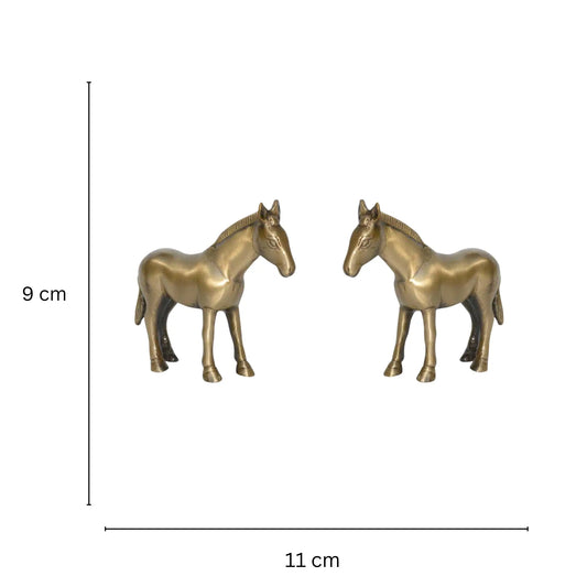 Beautiful Brass Statue of Horse pair with Antique finish attractive look showpiece Decorative figurine for Home Decor/ Table Decor Aakrati