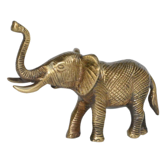 Brass Trunk up Elephant statue Fengshui Gift Item Symbol of Goof luck Decorative Showpiece in Antique finish for Home Decor Aakrati