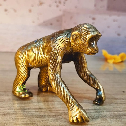 Decorative Metal Animal Figurine of Gorilla Metal Statue with Antique Finish for Home Decor/ Office Decor / Table Decor and Gift Item Aakrati